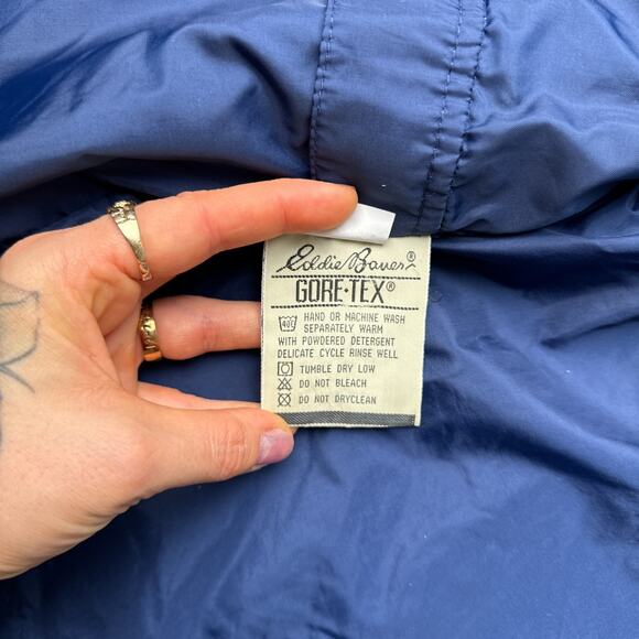 Vintage Eddie Bauer Rain Jacket Coat Women's Large Green Gore-Tex Hooded 4490 - Picture 2 of 12